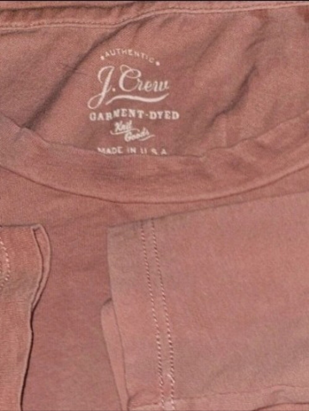 J.Crew Garment-Dyed Long Sleeve Pocket T-Shirt Tee Made in USA Pink XS